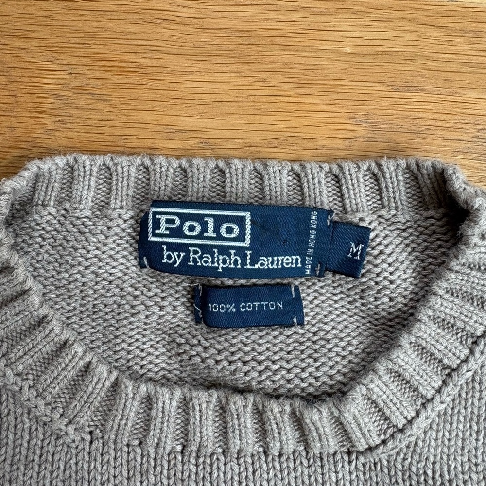 Vintage Polo Ralph Lauren Sweater, Medium Oatmeal Beige Knit, 100% Cotton. - Picture 3 of 8